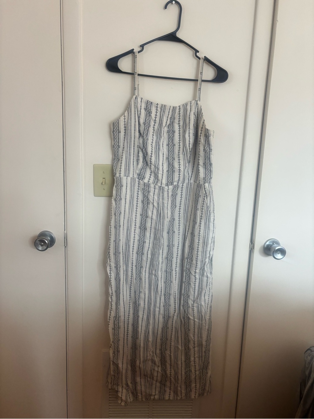 Striped White and black Maxi Dress with Spaghetti Straps